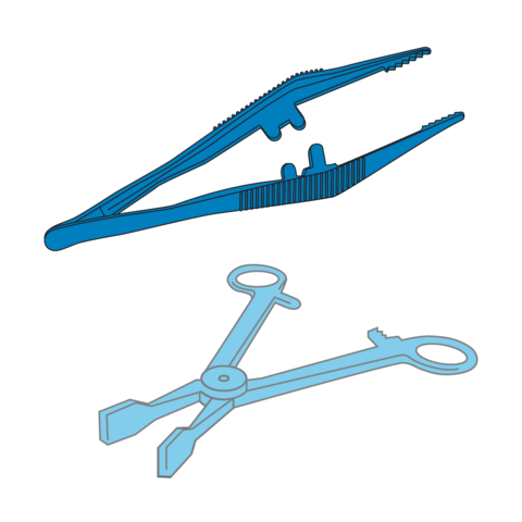 Set consisting of pean forceps and forceps